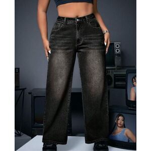 New SHEIN CURVE BLACK WIDE LEG JEANS 1x